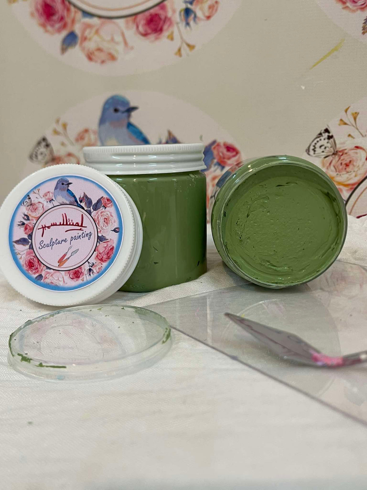 Olive green sculpture painting paste