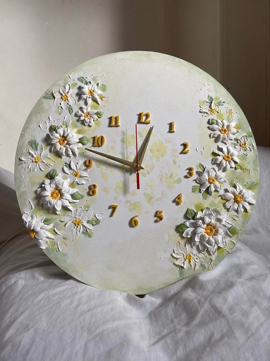 White flowers clock