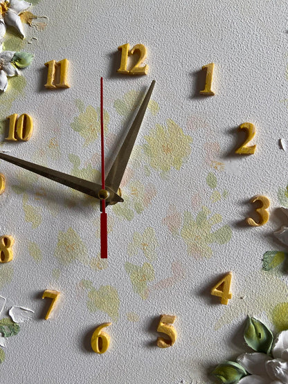 White flowers clock