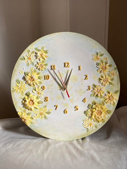 White flowers clock