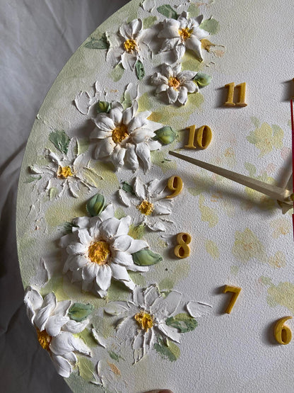 White flowers clock